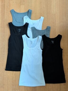Felina Ribbed Tank Top Set - Black, White, Gray